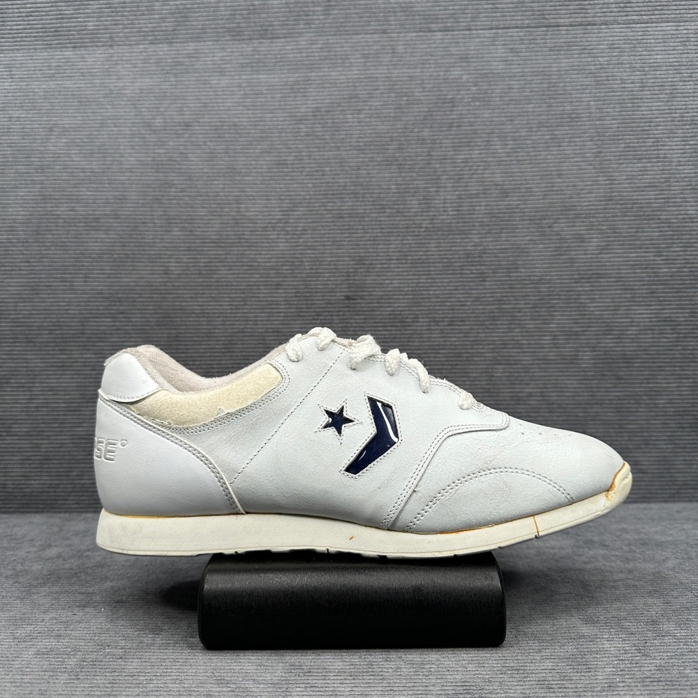 Converse 4M92 White Leather Low Top Sneakers Navy Star Chevron Mens 12 Y2k